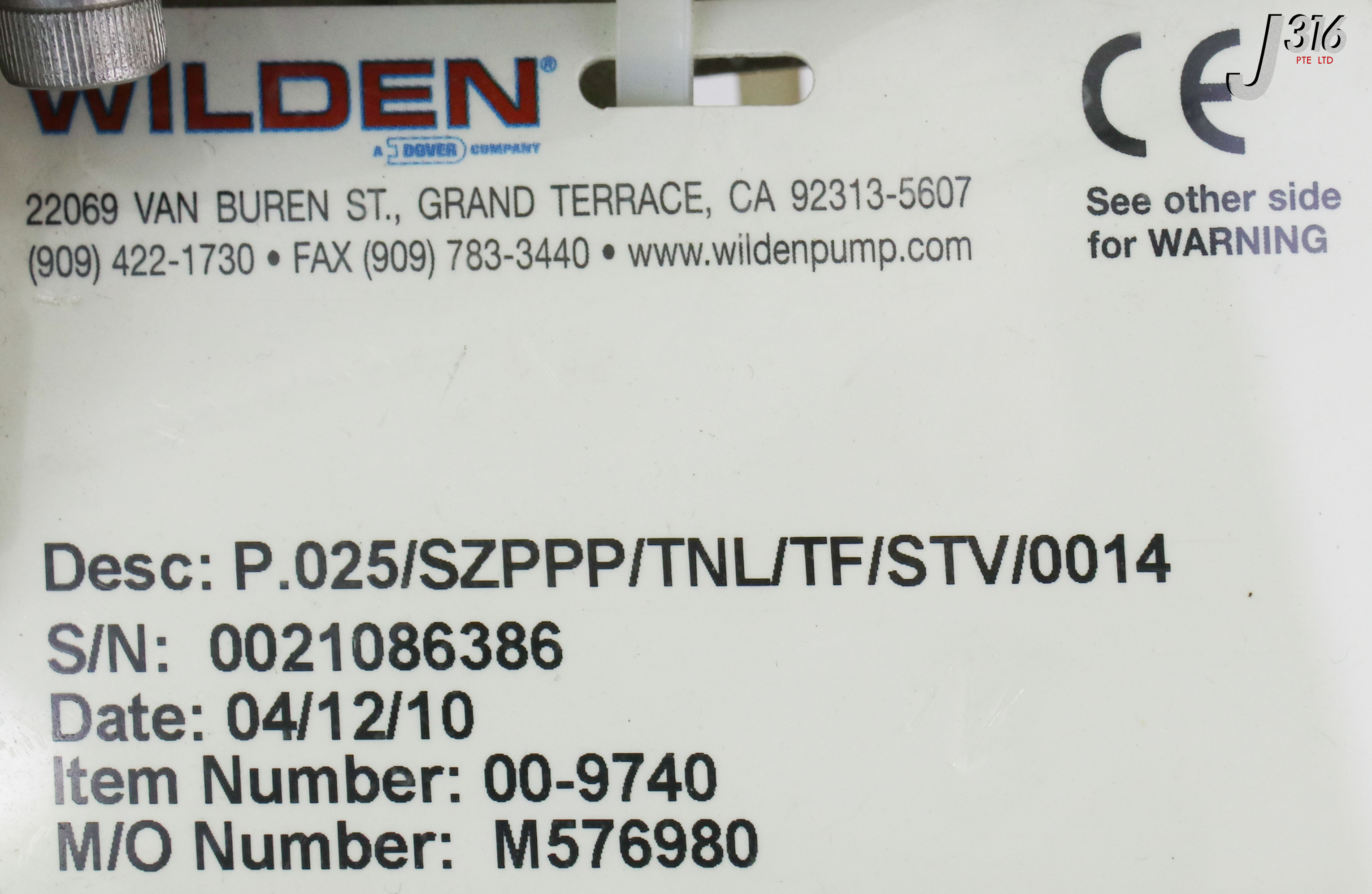 16447 WILDEN P.025/SZPPP/TNL/TF/STV/0014 W/ NORGREN BO7-101-A1KG